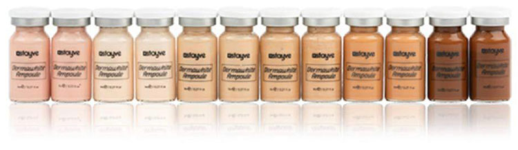 A picture of the 5 colors that Stayve serums for BB Glow come in