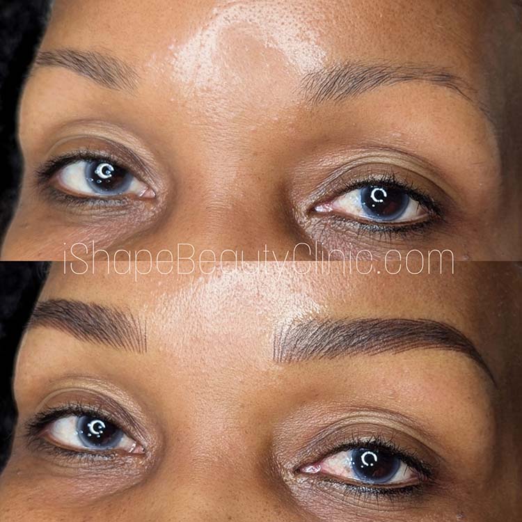 Nano brows closeup on dark skin